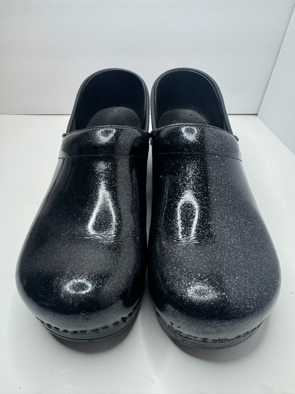Dansko Professional Black Glitter Slip-On Clogs Women's Size EU42